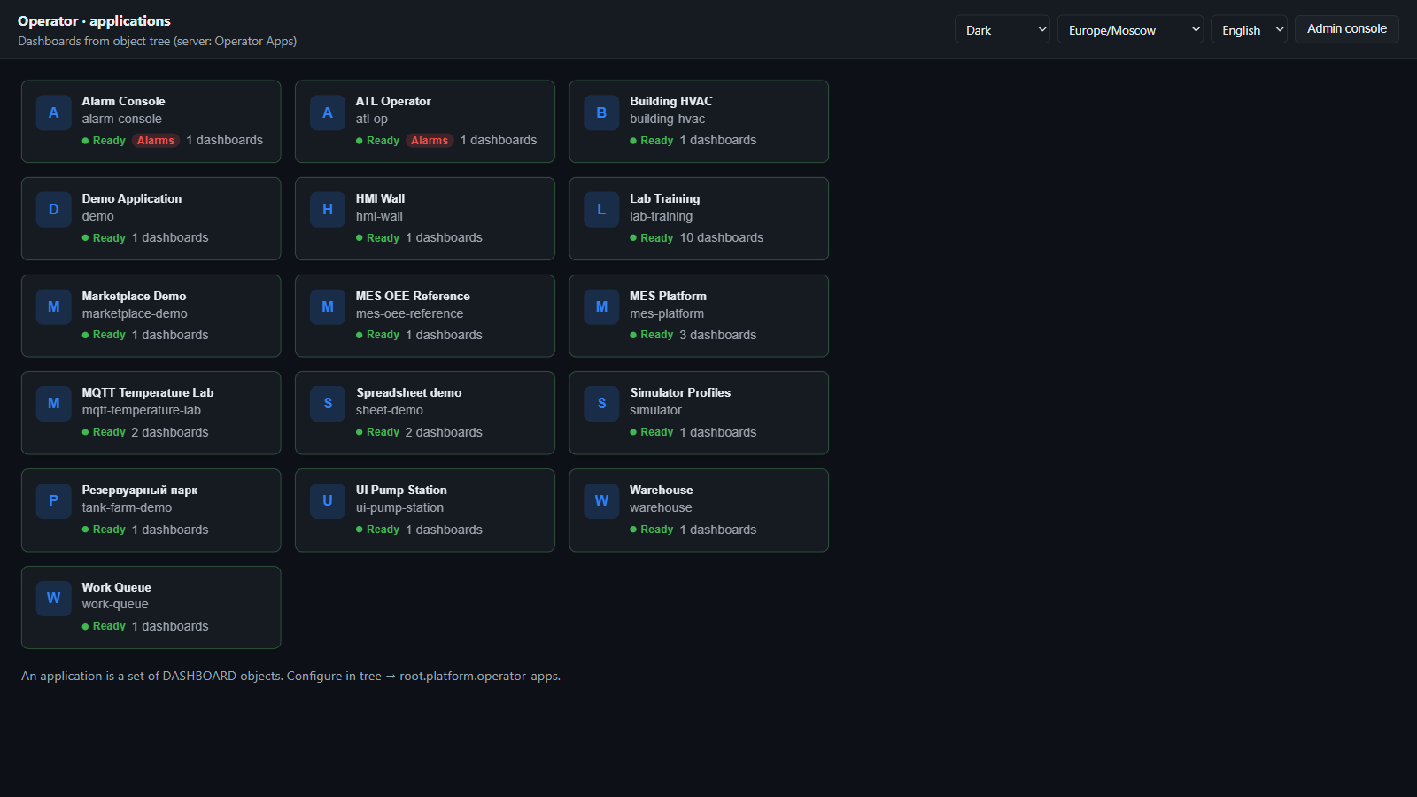 Operator applications launcher